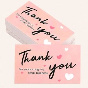 25 Pink Thank You Card For Supporting My Small Business